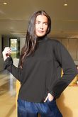 Essential Body Stretch Cotton Ruffle Neck Layering Top Black - 